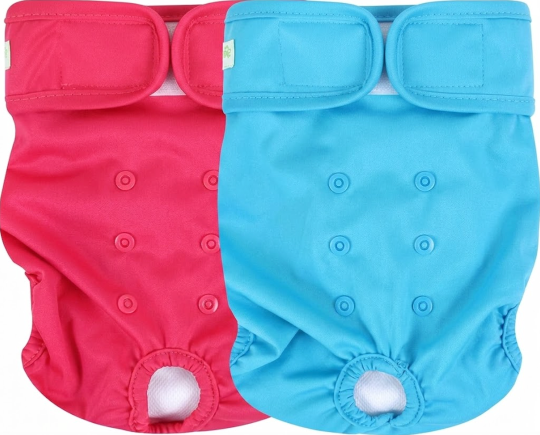wegreeco Washable Reusable Premium Female Dog Diapers, Medium Large Small Dog Doggie Puppy & Doggy Diapers Female,Period Panties in Heat (Pack of 2, Medium)