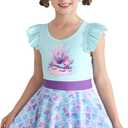 Girls One Piece Swimsuits with Skirt UPF 50+ Floral Bright Bathing Suits for 3-10 Years (7-8 Years, Mermaid)