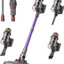 Xlife 550W Cordless Vacuum Cleaner 48KPa Powerful Suction, Long Runtime, Green Light Dust Detection, Adjustable Stick, Tangle-Free Brush for Pet Hair/Carpet/Hardwood Floors-P12