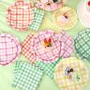 144 Pcs 48 Guests Gingham Plates and Napkins Party Supplies Colorful Gingham Paper Plates Napkins Checkered Plaid Disposable Tableware for Picnic BBQ Bachelorette Party Baby Bridal Shower