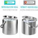 Ice Bucket, 3L Double Wall Insulated Ice Bucket with Lid,Scoop,Tongs- Inner Layer 304 Stainless Steel Ice Container Keep Ice Frozen Longer- Ideal for Cocktail Bar,Parties,Chilling Beer Win
