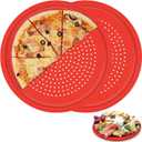LYNG Pizza Pans 16 Inch 2 Pack Silicone Round Pizza Pan With Holes,Nonstick Pizza Tray, Dishwasher Safe, Suitable For Home Kitchen Dark Baking Red (16" 2 PCS)