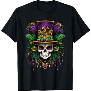 Mardi Gras Costume Sugar Skull Carnival New Orleans Trip T-Shirt, 3XL, 3TG