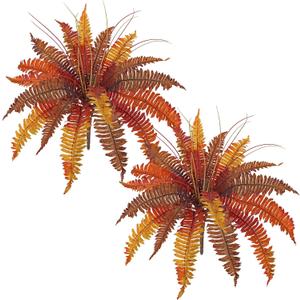 Hollyone Artificial Fall Plants Large Fake Boston Fern Plants Bushes Faux Fall Fern Greenery Shrubs Plant for Indoor Outdoor Home Garden Porch Window Thanksgiving Autumn Wedding Decorations, 2 Pack