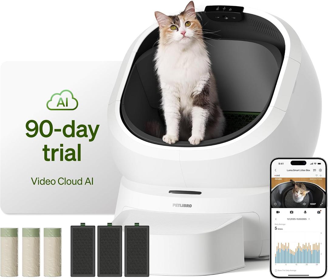 PETLIBRO Automatic Litter Box with AI-Camera Waste Analysis & 90-Day AI Trial, Open-Top Self Cleaning Litter Box for Large Cats with Multi-Cats Recognition, Weight & Usage Tracking, Auto Odor-Control
