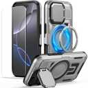 MMHUO for iPhone 16 Pro Case with Adjustable Camera Protector & Screen Protector,[Compatible with MagSafe] [Military Grade Protection] Shockproof Phone Case for iPhone 16 Pro,Grey