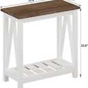 ChooChoo Farmhouse End Table Set of 2, Rustic Vintage Narrow End Side Table with Storage Shelf for Small Spaces, Nightstand Sofa Table for Living Room, Bedroom White, 2 Pack