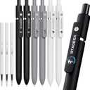 Black Gel Pens GX3, 6Pcs Fine Point Smooth Writing Pens with 3 Extra Refills, Black Ink Pens for Journaling, Office, Note Taking, School Supplies, Nurse Aesthetic(Black Gray White)