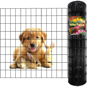 24 Inch x 50 Foot PVC Black Chicken Wire Fencing,Vinyl Fence Rolls,Cattle Panel Fence Mesh,Garden Fencing,2 Inch x 3 Inch 16GA,Wire Fencing for Yard Vegetable Plant Protection Poultry Netting.