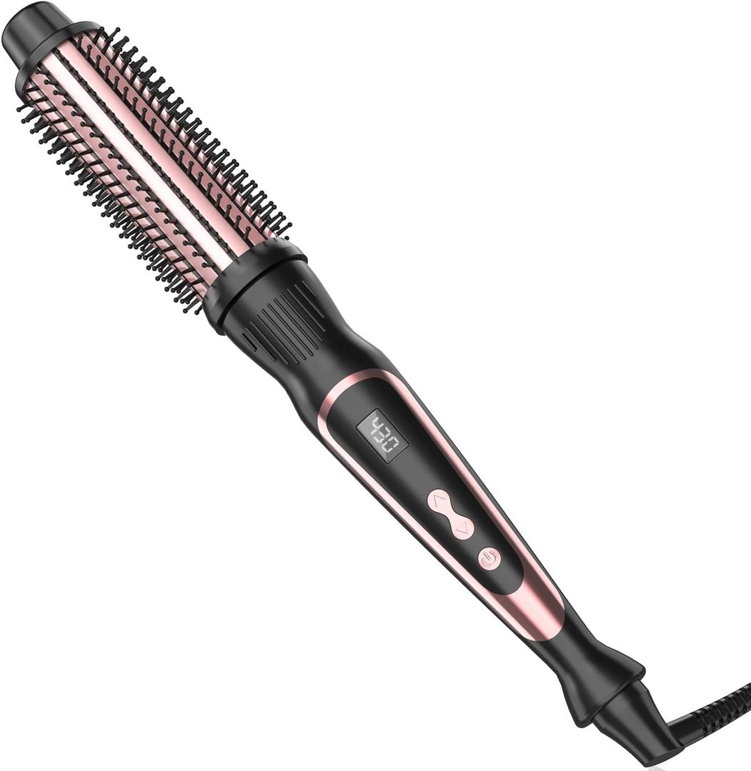 1.25 Inch Thermal Brush for Blowout Look, Heated Round Brush with Dual Voltage & Adjustable Temperature, Smooth & Voluminous Curls, Travel-Friendly Hair Styling Tool