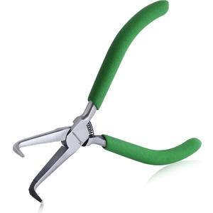 SPEEDWOX Mini Bent Needle Nose Pliers With Teeth 5" 45-Degree Bent Long Nose Pliers With Serrated Jaw Needle Remover Pliers Fishing Tools Precision Pliers For Jewelry Making And Small Object Gripping