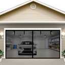 Magnetic Garage Screen Door 12x10FT for 1 Car, Carport Doors, Hands Free Heavy Duty Screen Curtain, Kids Pets Friendly, Self Sealing Fiberglass Door Cover, Retractable, Easy Assembly &Pass (Black)