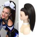 Cheer Hairpiece All Star Straight Cheer Ponytail Cheer Hair for Cheerleader Competition 200% density,Thick and Soft Hair,Dark Brown (18 Inch)