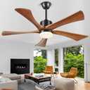 60 Inch Ceiling Fans with Lights and Remote, USA Original Patent 60" Modern Ceiling Fan, ETL Listed, 3 Downrods, 5 Blades, 6 Speeds Reversible Quiet DC Motor Indoor Outdoor Fans,Walnut Wood