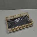 Wican Guest Towel Holder Tray for Bathroom, Oak and Iron Napkins Holder for Powder Room Dinning Table Wooden Basket for Disposable Paper Hand Towels Gold and Black (9.06 x 5.51 x 2.56 inchs)