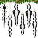 Suncalla 2 Pcs 6.3 Inches Mercury Glass Finial Christmas Ornaments Hanging Christmas Finials Glass Ornaments Assorted Mercury Decor for Vintage Holiday Xmas Tree Decoration(Black and White)