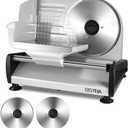 Meat Slicer 200W Electric Deli Food Slicer with 2 Removable 7.5" Stainless Steel Blade, Adjustable Thickness for Home Use, Child Lock Protection, Easy to Clean, Cuts Meat, Bread and Cheese
