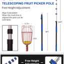 30FT Reach Fruit Picker, 5-24 Foot Sturdy Aluminum Telescoping Fruit Picker Extension Pole with Metal Twist-on Basket, Suit for Apple Pear Lemon Mango Guava Orange Avocados Tree Fruit Picking