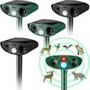 Ultrasonic Animal Repellent Outdoor Solar Powered Repeller Cat Dog Squirrels Deer Deterrent Waterproof Motion Sensor Deterrent for Yard Garden Rabbit Fox Pest (Black, Green,4 Pieces)