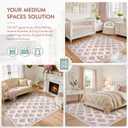 Wonnitar 8x10 Washable Rug, Pink Rugs for Girls Bedroom Decor, Boho Ultra-Thin Non Slip Soft Moroccan Floral Large Carpet for Living Room Baby Nursery Kids Playroom, Pale Pink