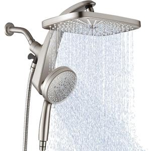 High Pressure Rain Shower Head: Upgrade Shower Heads with Handheld Spray Combo with Fixed Showerhead and 10 Sprays Handheld Shower Head, Detachable Showerheads Built-in Magnetic Docking and Power Jets