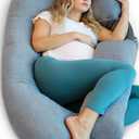 Pharmedoc Pregnancy Pillows, U-Shape Full Body Pillow – Removable Cooling Cover -Dark Grey – Belly and Back Support - Maternity Essential - Pregnancy Must Haves