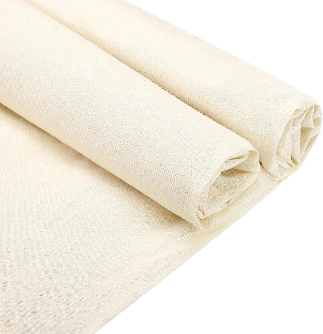 10 Yards x 63 Inches 100% Cotton Muslin Fabric by The Yard Draping Muslin Cloth Roll Textile Natural Cotton Fabric Bleached or Unbleached for Quilting Sewing Apparel Backing Material