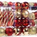 87Pcs Christmas Ball Ornaments Set, Assorted Shatterproof Hanging Tree Decorative for Xmas Tree Holiday Party and Home Decor (Red & Gold)