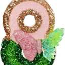 Birthday Number 8 Candle, Pink and Green Theme Party Decorations, Butterfly Birthday Glitter Cake Candles, Princess and Witch Themed Party Cake Topper (Number 8)