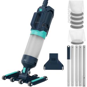 Heave Duty Handheld Pool Vacuum for Above Ground Pool - 18.9GPM Powerful Suction for Deep Cleaning, 25µm Ultra Fine Mesh Filter for Smaller Debris, 14'' Wide Vacuum Head, 60mins Running Time (Blue)