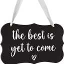 2 x Acrylic Wedding Sign, Ring Bearer Sign, Rustic Wedding Decor Signs, Acrylic Wall Art With Ribbon for Chairs Weddings Decoration and Event Party - The Best is Yet to Come (Black)
