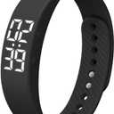 NUOBESTY Intelligent Led Fitness Watch Adjustable Silicone Smart Wrist Bracelet Vibrating Alarm Sports for Step Counting and Calorie Monitoring Black