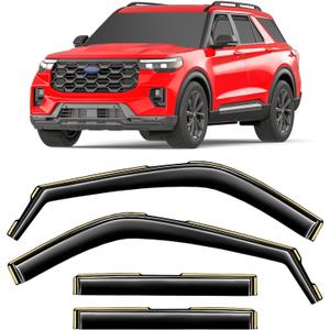 in-Channel Window Rain Guards Fit for Ford Explorer 2020-2026 Rain Guard Extra Durable Window Visor Window Deflectors Vent Visors Vent Shades Exterior Car Accessories