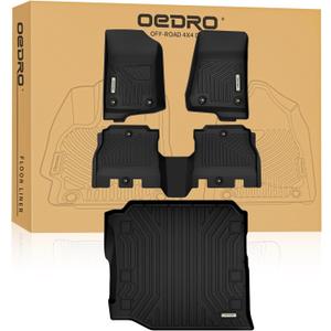 OEDRO Floor Mats Set Fit for 2018-2026 Jeep Wrangler JL Unlimited 4-Door W/O Subwoofer(Not Fit for JK & 4XE), Includes 1st, 2nd Row & Cargo Liners, Custom Fit TPE All Weather Car Full Mats Set, Black
