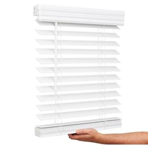 UNISHADES 2 inch Faux Wood Blinds White Cordless, New Material, high Temperature Resistance, Good Toughness, Waterproof, Blinds Size 47 4/8" W × 48" H White