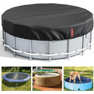 LXKCKJ 6 Ft Round Pool Cover, Solar Covers for Above Ground Pools, Stock Tank Pool Covers Protector with Accessories, Round Hot Tub Cover Ideal for Waterproof and Dustproof (Black)