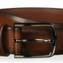 Perry Ellis Portfolio Park Ave Men's Dress Belt, Burnished Edges and Silver Prong Buckle, Textured Leather Belt (32)
