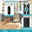 Snagle Paw Extra Wide Dog Gate,Free Standing Dog Fence with Door, Up to 156 Inch Wide Pet Gate with Support Feet for Stairs, Hallways, Doorways, Yard (Black, 6 Panels)