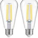 FLSNT Dusk to Dawn Outdoor Sensor ST19 LED Edison Bulb, 5000K Daylight, 8W (100W Eqv.), 1400LM,Vintage Filament E26 Base, Auto On/Off Photocell Automatic for Energy-Efficient Outdoor Lighting, 2 Pack