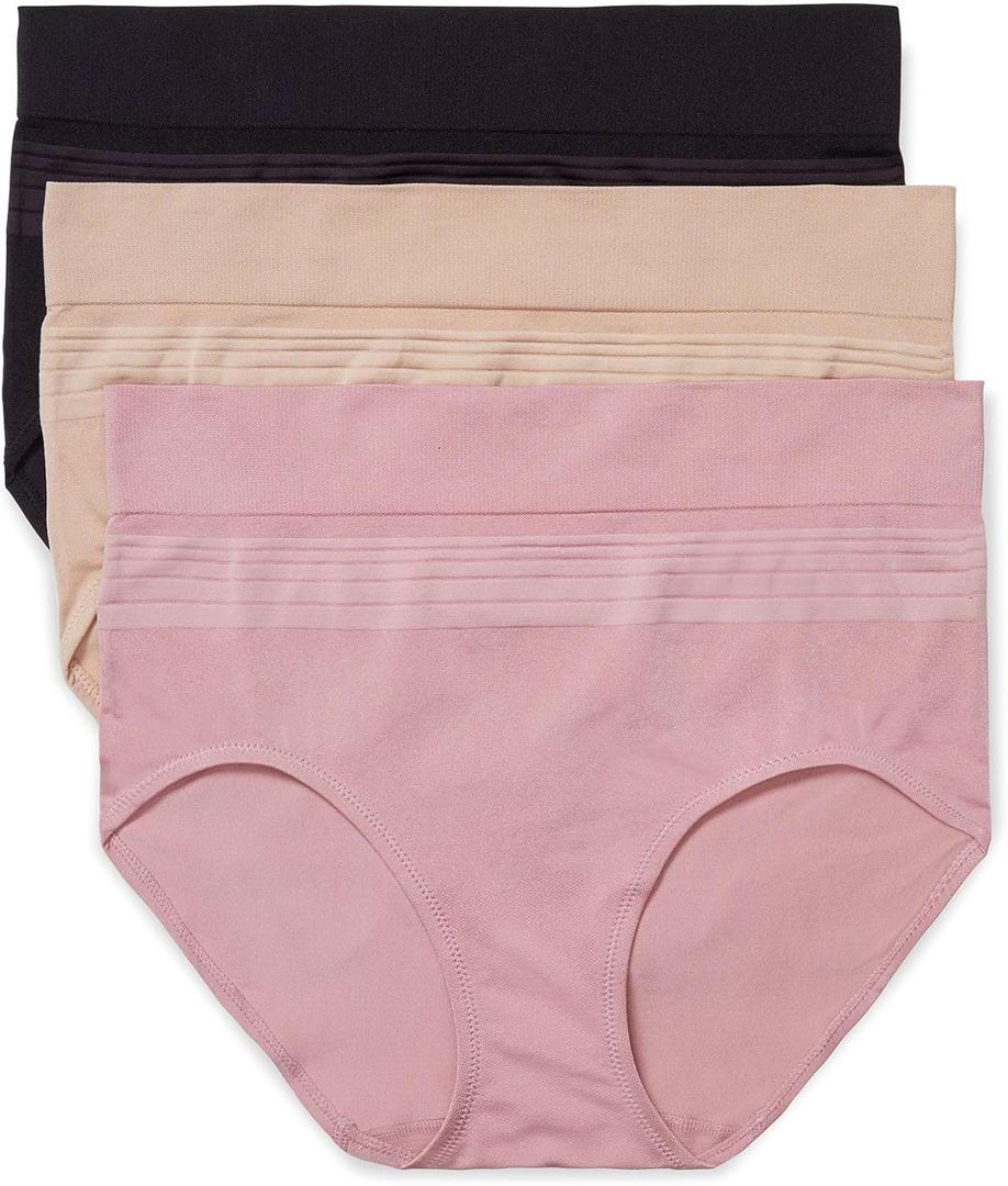 Warner's Women's Blissful Benefits Dig-Free Seamless Brief 3-Pack (Medium)