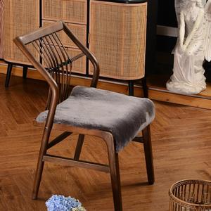 Square Fur Sheepskin Chair Cover Seat Cushion Pad Super Soft Area Rugs for Living Bedroom Sofa 18" x 18" (18" x 18" (Pack of 1), Shearling Dark Gray)