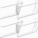 4 Pack Clear Acrylic Single Pocket, Plastic Hanging Wall Mount File Holder for Office Home, Clear