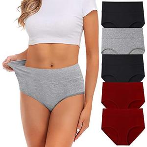 Womens Underwear,Cotton Mid Waist No Muffin Top Full Coverage Brief Ladies Panties Lingerie Undergarments for Women Multipack M