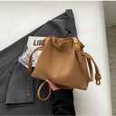 Women's Cloud Drawstring Bucket Bag, Fashionable Minimalist Handbags Versatile PU Leather Crossbody Shoulder Hobo Purse | Drawstring