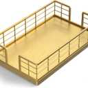 Wican Guest Towel Holder Tray for Bathroom, Oak and Iron Napkins Holder for Powder Room Dinning Table Wooden Basket for Disposable Paper Hand Towels Totally Gold (9.06 x 5.51 x 2.56 inchs)