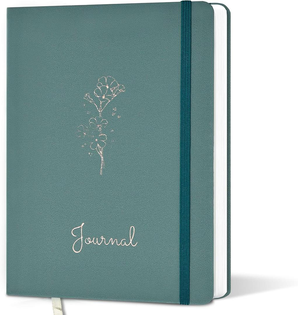 XAOWON Lined Journal, 192 Pages, 5.7''x8.3'', 100 GSM Thick Paper, Hardcover Notebook for Work, Journaling Notebooks for Men, Women, Green
