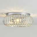 YYJLX 3 Light Flush Mount Ceiling Light Fixtures Modern Crystal Chandelier Chrome Chandelier for Hallway Bedroom Bathroom Foyer Entryway Laundry Room Kitchen., Large