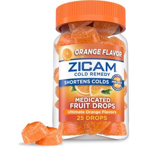 Zicam Cold Remedy Zinc Medicated Fruit Drops, Ultimate Orange, 25 Count (Pack of 1)