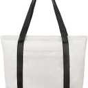 Canvas Tote Bag with Zipper and Zip Pockets Thick Canvas Durable Reusable Grocery Shopping Beach Bag Large Capacity Washable Shoulder Bag for Women Black White (Black/Natural (X-large, 20 Inches))