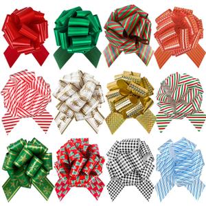 SIMISI RIBBON 12 Pcs Christmas Bows for Gift Wrapping Pull Bows and Ribbon for Presents, Gift Baskets